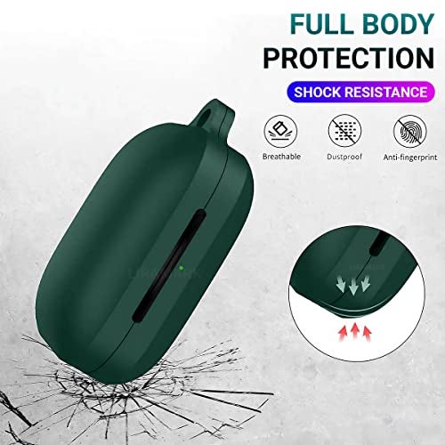 KACA Silicone Soft Case Cover with Keychain Shockproof Flexible Full Body Protective Skin Cover for OnePlus Buds Pro 2 2023 / Pro 2R 2023 (Green) - Image 2