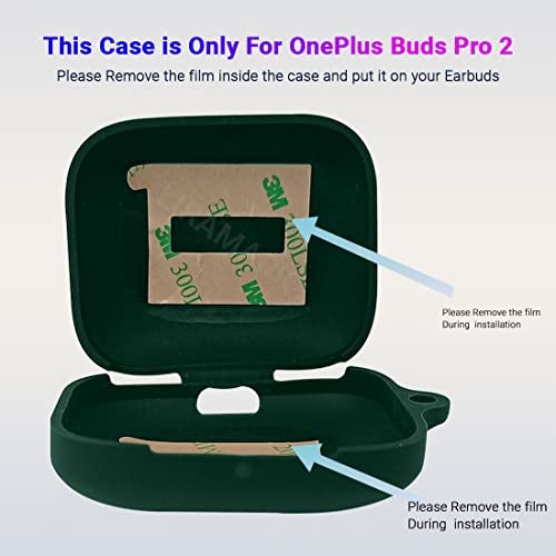 KACA Silicone Soft Case Cover with Keychain Shockproof Flexible Full Body Protective Skin Cover for OnePlus Buds Pro 2 2023 / Pro 2R 2023 (Green) - Image 3