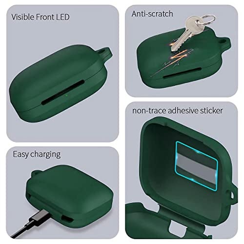 KACA Silicone Soft Case Cover with Keychain Shockproof Flexible Full Body Protective Skin Cover for OnePlus Buds Pro 2 2023 / Pro 2R 2023 (Green) - Image 4