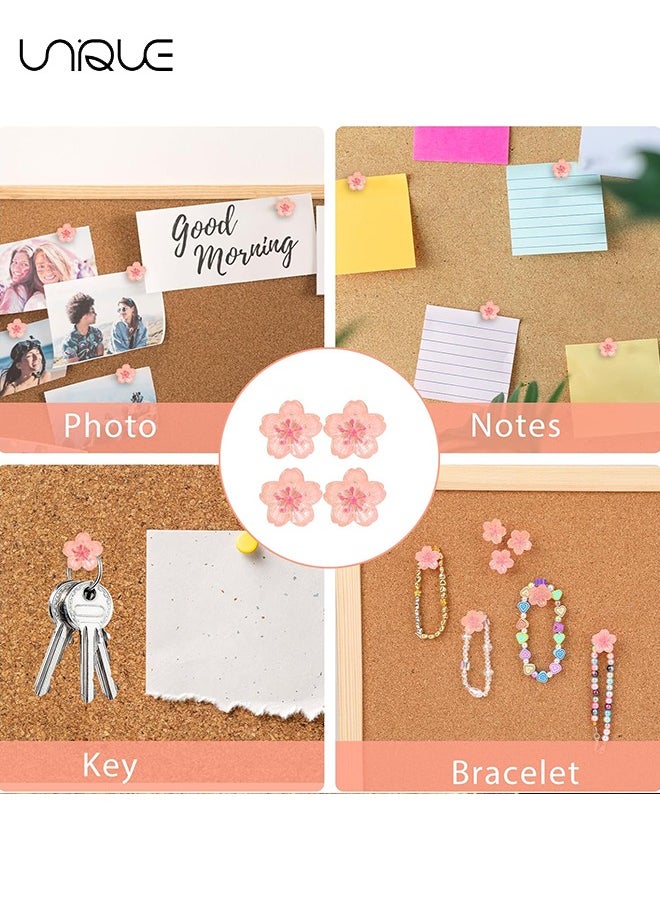 20 Pcs Cherry Blossoms Push Pins, Pink Resin Glitter Flower Push Pins Decorative Thumb Tacks for Wall Hangings, Bulletin Board,Maps, Office Wall