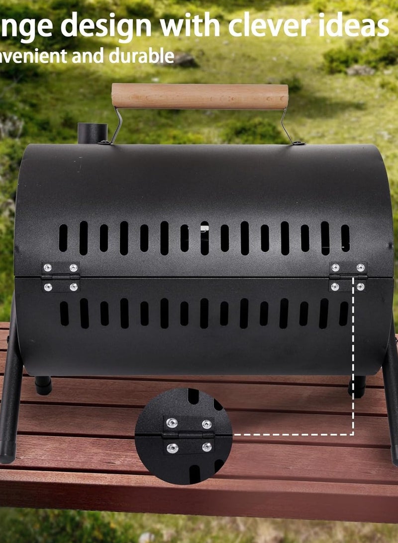 راكسوم شواية الفحم، شواية الفحم على الطاولة، شواية الشواء للتخييم في الهواء الطلق، النزهات، الفناء الخلفي، الشرفة - أسود، 2 خزان كربون، 2 شبكة خبز، 1 صينية خبز - Image 5