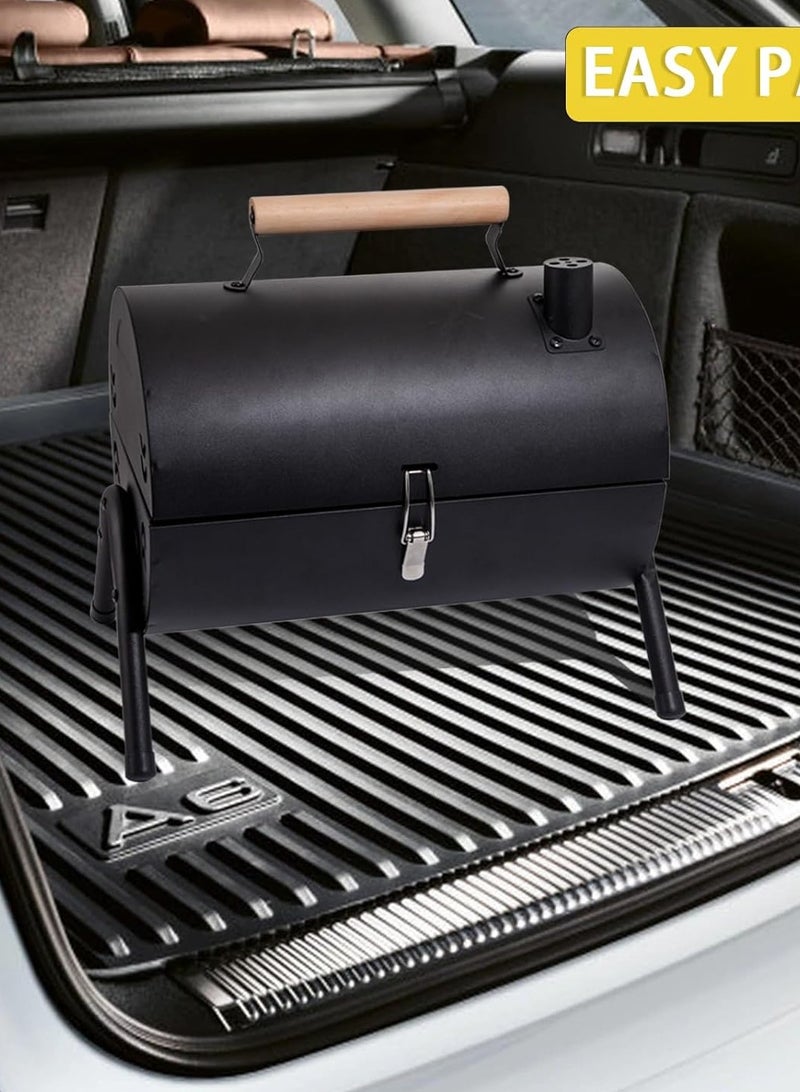 راكسوم شواية الفحم، شواية الفحم على الطاولة، شواية الشواء للتخييم في الهواء الطلق، النزهات، الفناء الخلفي، الشرفة - أسود، 2 خزان كربون، 2 شبكة خبز، 1 صينية خبز - Image 2