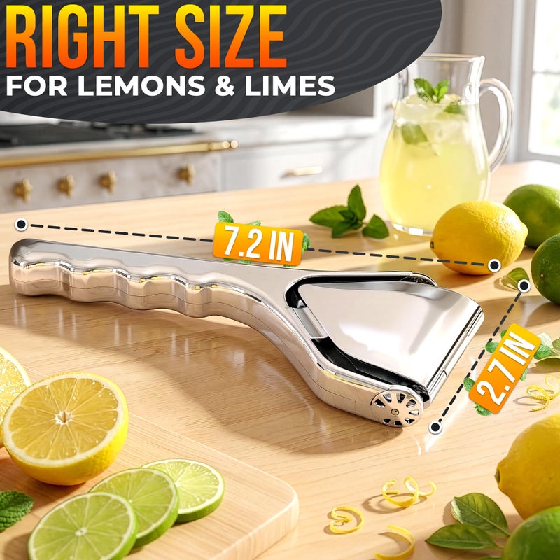 LEGLO Lemon Squeezer Stainless Steel â€“ Heavy Duty Flat Fold Design, Gets Every Last Drop, Rust Resistant Manual Citrus Juicer for Lemon Lime Orange, Easy to Clean, Dishwasher Safe, for Fresh Citrus Drinks - Image 2