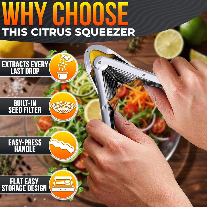 LEGLO Lemon Squeezer Stainless Steel â€“ Heavy Duty Flat Fold Design, Gets Every Last Drop, Rust Resistant Manual Citrus Juicer for Lemon Lime Orange, Easy to Clean, Dishwasher Safe, for Fresh Citrus Drinks - Image 4