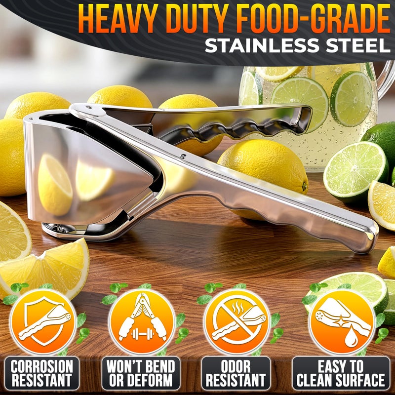 LEGLO Lemon Squeezer Stainless Steel â€“ Heavy Duty Flat Fold Design, Gets Every Last Drop, Rust Resistant Manual Citrus Juicer for Lemon Lime Orange, Easy to Clean, Dishwasher Safe, for Fresh Citrus Drinks - Image 3
