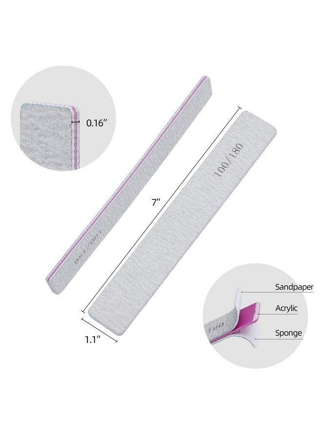 Tbestmax 25 Pack 100180 Grit Nail Files For Acrylic Nails Rectangle Double Sides Emery Boards Fingernail Files Professional Nail Buffering Files - Image 3