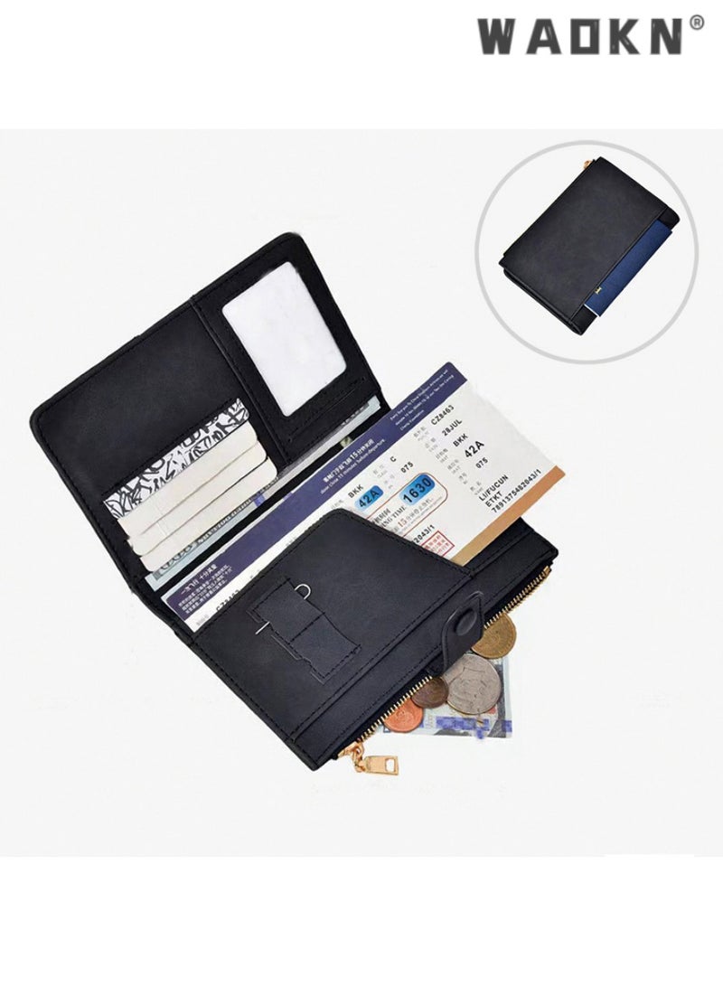 WAOKN RFID Anti-Theft Smart Travel Document Holder, Multi-Function Passport Clip, Document Storage Bag, Essential Overseas Passport Bag, Portable and Secure（blue） - Image 4