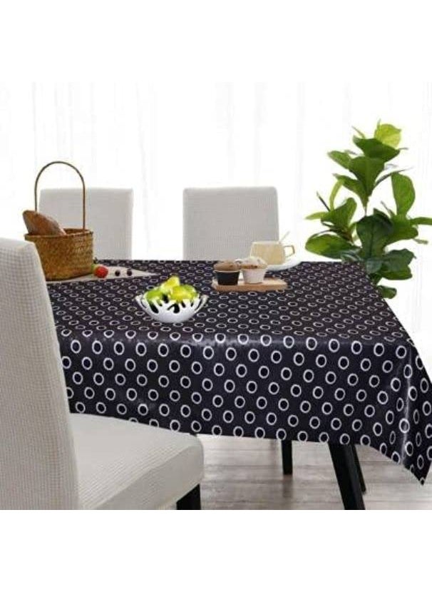 craft city CRAFT CITY Black Polka Dots Center & Dining Table Cover for 2 to 6 Seater Table Cloth/Water and dust with Oil-Proof PVC Rectangular Shape (54x78 inch) 
