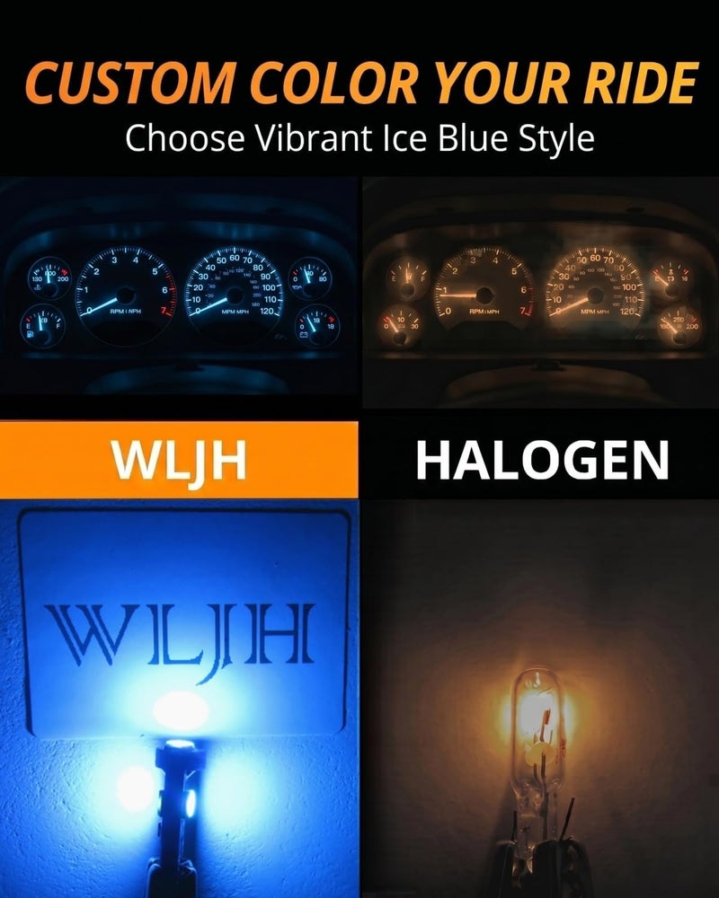 WLJH T5 74 73 37 3030 SMD 1.5W Instrument Panel Light Bulb - Pack of 6, Ice Blue - Image 2