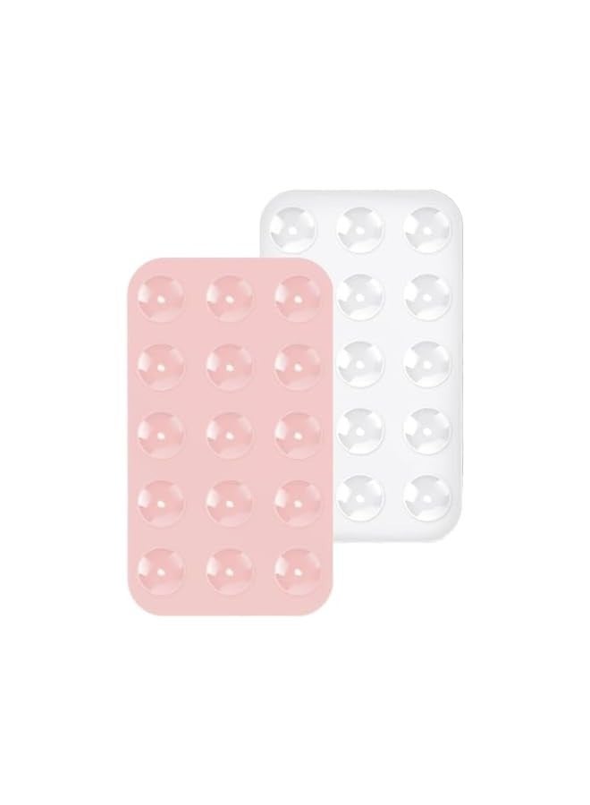erorex Silicone Suction Phone Case, 2 Pack Double-Faced Silicone Suction Phone Case Adhesive Mount, Anti-Slip Hands-Free Mobile Accessory Holder, Suitable for Videos and Selfies(Chalk Pink and White) - Image 1