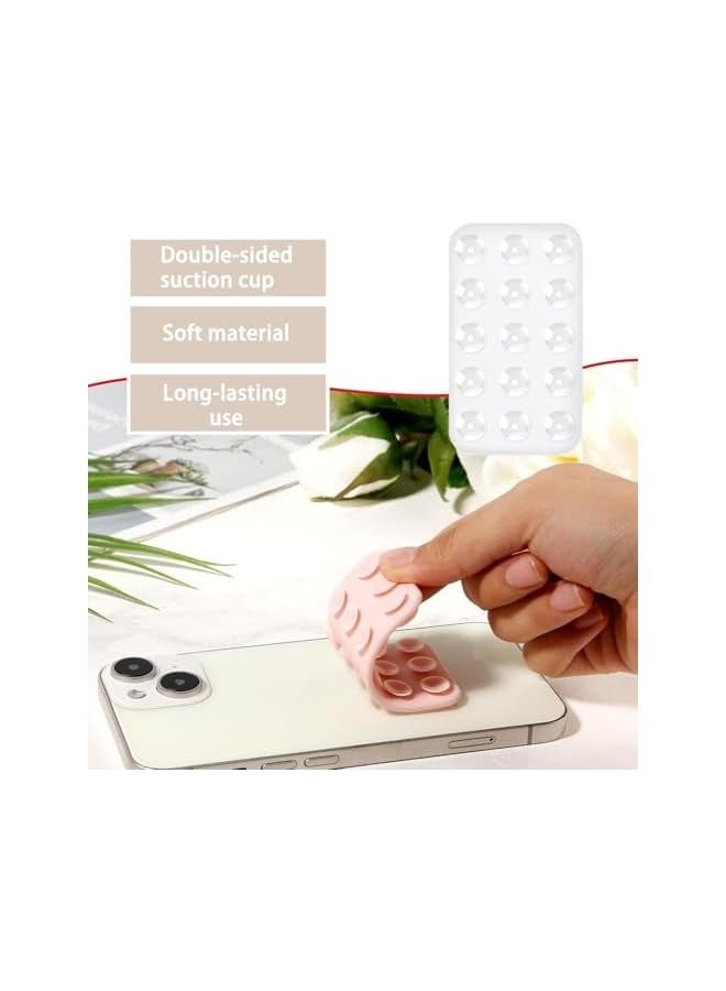 erorex Silicone Suction Phone Case, 2 Pack Double-Faced Silicone Suction Phone Case Adhesive Mount, Anti-Slip Hands-Free Mobile Accessory Holder, Suitable for Videos and Selfies(Chalk Pink and White) - Image 3