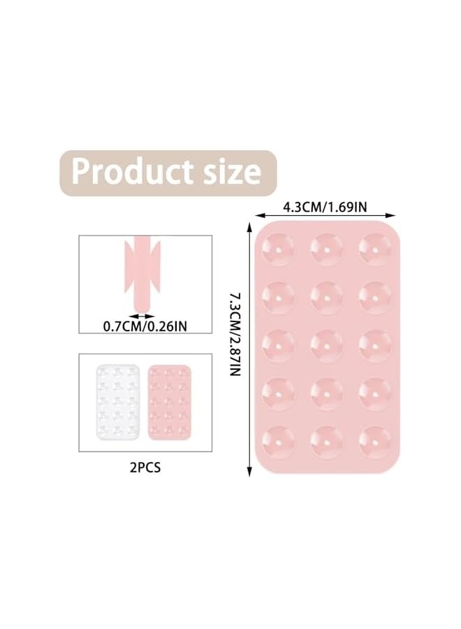 erorex Silicone Suction Phone Case, 2 Pack Double-Faced Silicone Suction Phone Case Adhesive Mount, Anti-Slip Hands-Free Mobile Accessory Holder, Suitable for Videos and Selfies(Chalk Pink and White) - Image 2