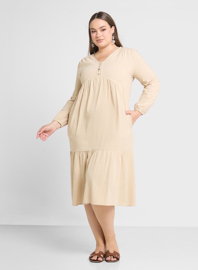 Ginger Plus Tiered Cotton Dress - Image 1