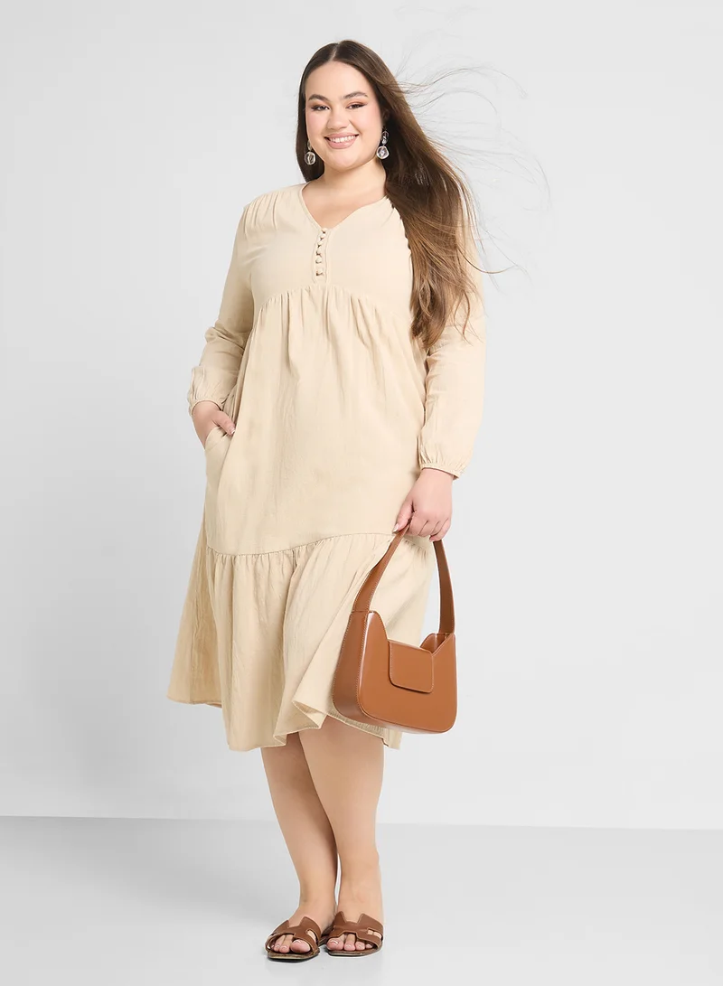 Ginger Plus Tiered Cotton Dress