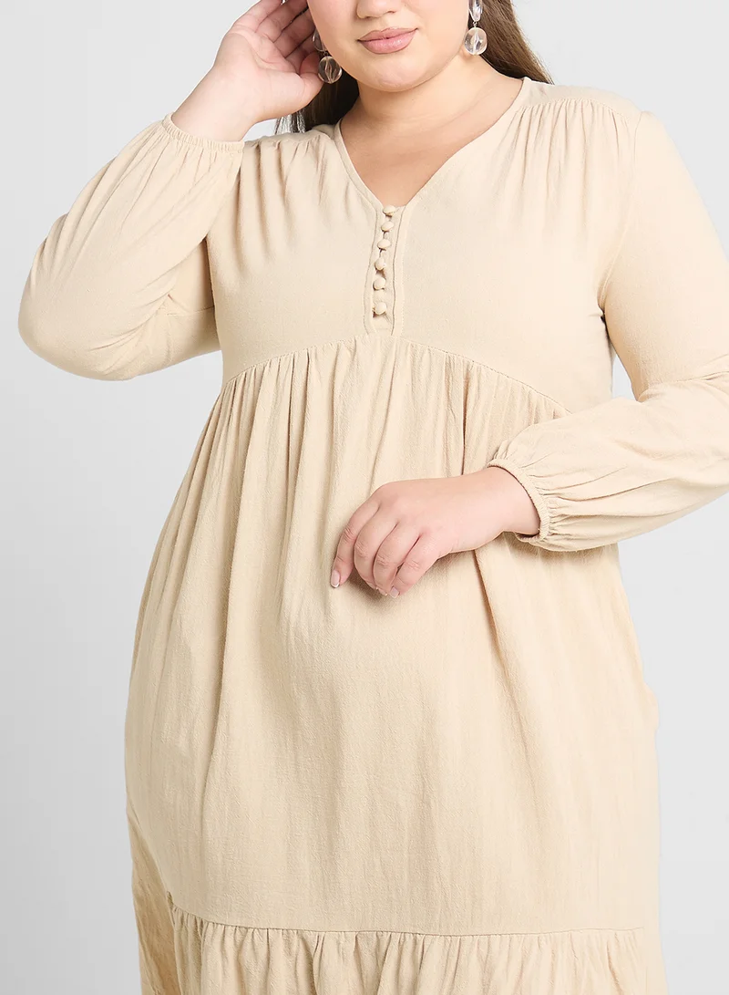 Ginger Plus Tiered Cotton Dress