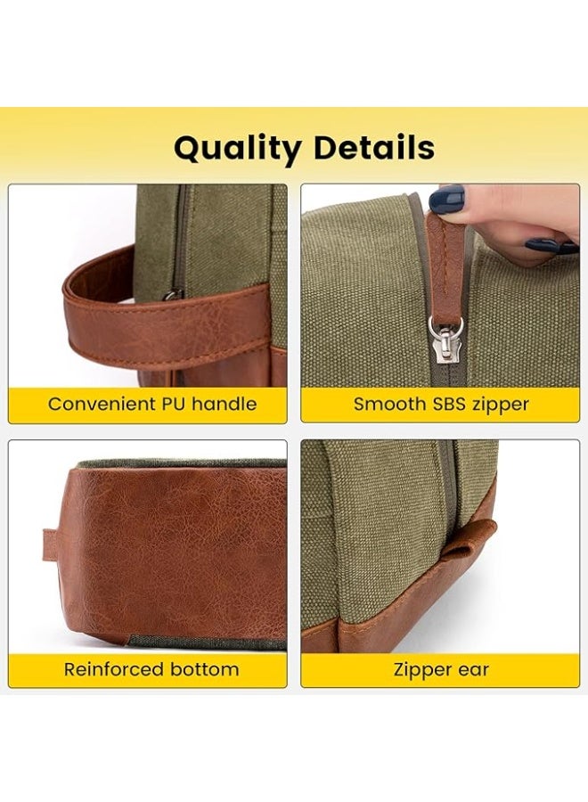 Vorspack Toiletry Bag Hanging Dopp Kit for Men Water Resistant Canvas Shaving Bag with Large Capacity for Travel - Green - Image 4