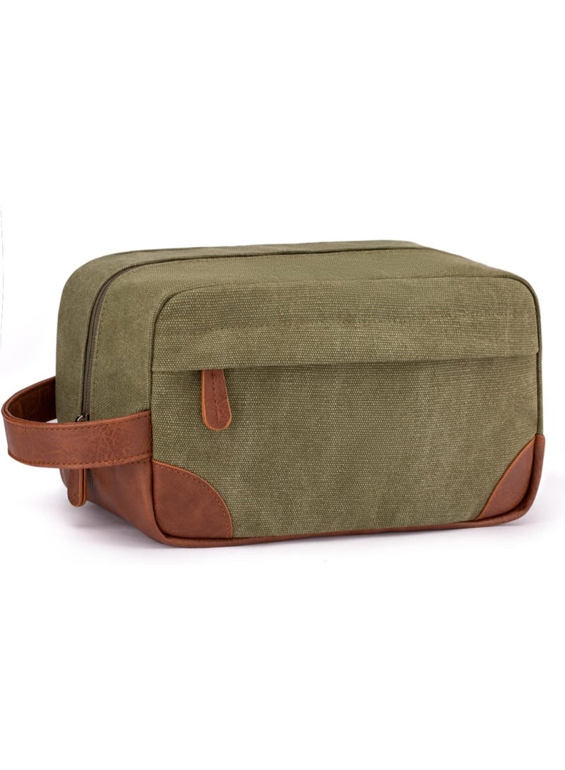 Vorspack Toiletry Bag Hanging Dopp Kit for Men Water Resistant Canvas Shaving Bag with Large Capacity for Travel - Green - Image 1