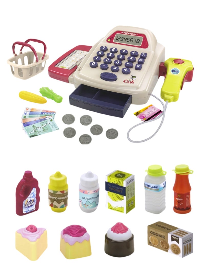 Interactive Cash Register Toy for Kids – Features a scanner and play money; an educational pretend-play shop set with various accessories – A fun educational toy. - Image 3