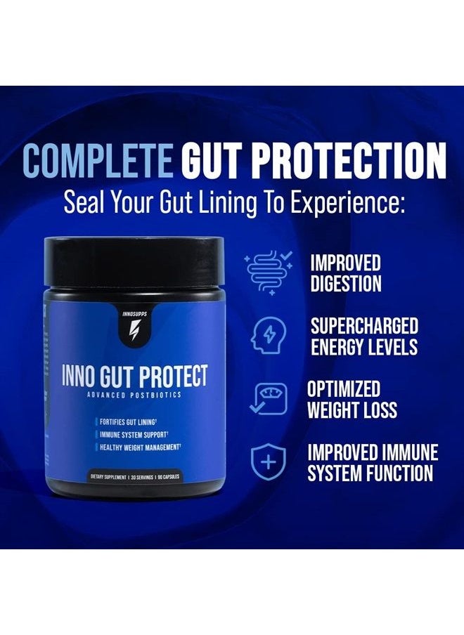 Inno Gut Protect | Complete Probiotic & Postbiotic Formula, Vegan-Friendly, CoreBiome, Grape Seed Skin Extract, Super Probiotic Blend, 30 Servings