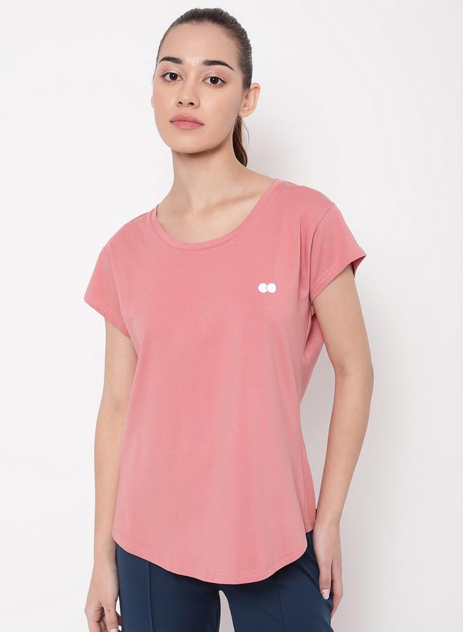 Clovia Pink Comfort Fit Active T-Shirt - Image 2