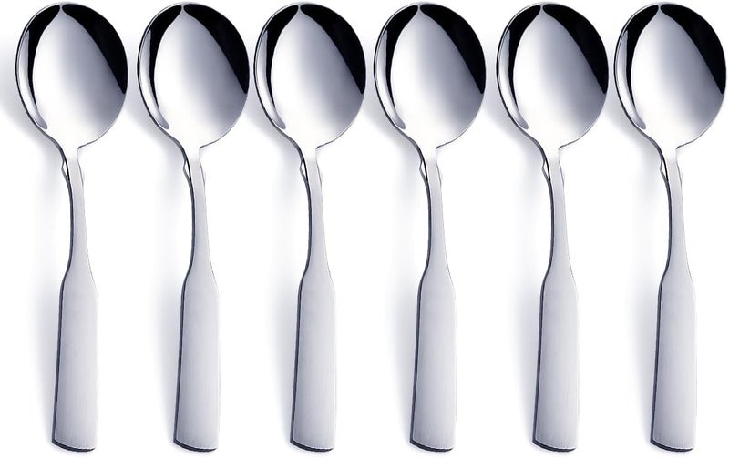 FULLYWARE Stainless Steel 6.1' Heavy Duty Round Spoons, Dinner & Table Spoon Set, 6-Piece - Image 1