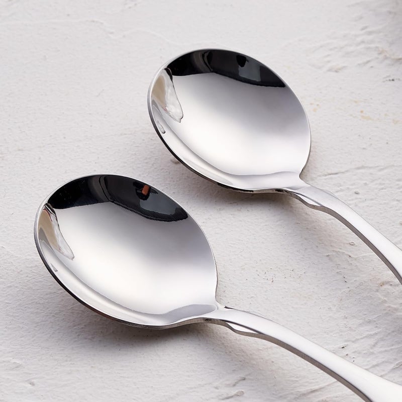 FULLYWARE Stainless Steel 6.1' Heavy Duty Round Spoons, Dinner & Table Spoon Set, 6-Piece - Image 3