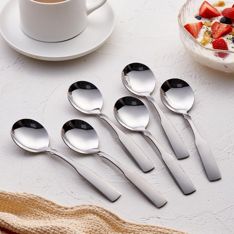 FULLYWARE Stainless Steel 6.1' Heavy Duty Round Spoons, Dinner & Table Spoon Set, 6-Piece - Image 2