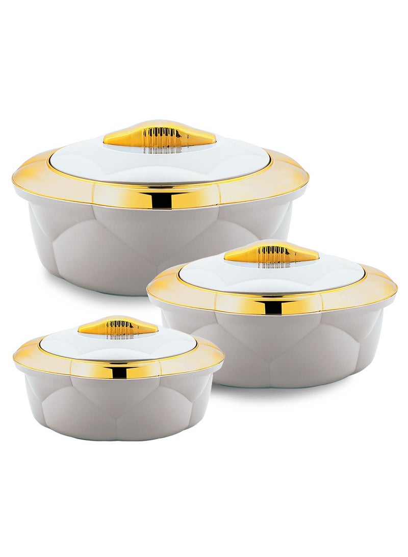 AXIS Allure 3pcs Casserole Set Stainless Steel Inner Casing White Color - 1.2L,2.2L,3.2L  - Image 1