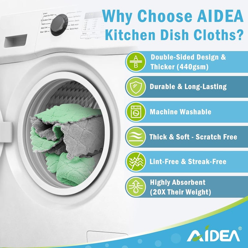 AIDEA 12 Pack Absorbent Coral Fleece Kitchen Towels - Microfiber Cleaning Cloths, Fast Drying, 6.3" x 10.4" - Image 4