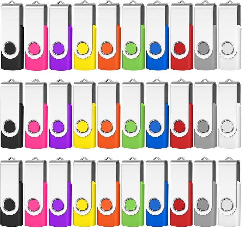 AreTop 16GB Flash Drive 50 Pack, USB 2.0 Swivel Thumb Drives Bulk Pendrive Memory Stick Jump Drive USB Drive Flash Drives Bulk (50 Pack 16GB,Mix Color) - Image 1