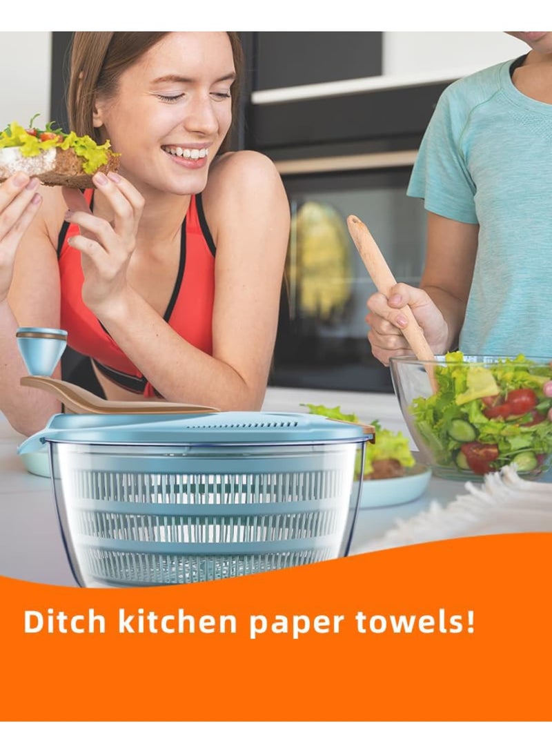 SYOSI Salad Spinner, 4.24 Quart Lettuce Spinner with Double Drainage Holes, Efficient Salad Dryer for Washing, Spinning, and Draining Greens, Fruits, and Vegetables - Image 5