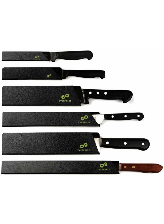 EVERPRIDE Chef Knife Guard Set (6-Piece Set) Universal Blade Edge Protectors for Chef, Serrated, Japanese, Paring Knives | Heavy-Duty Safety and Protection | Slip-On 6-Piece Set Black unknown - Image 1