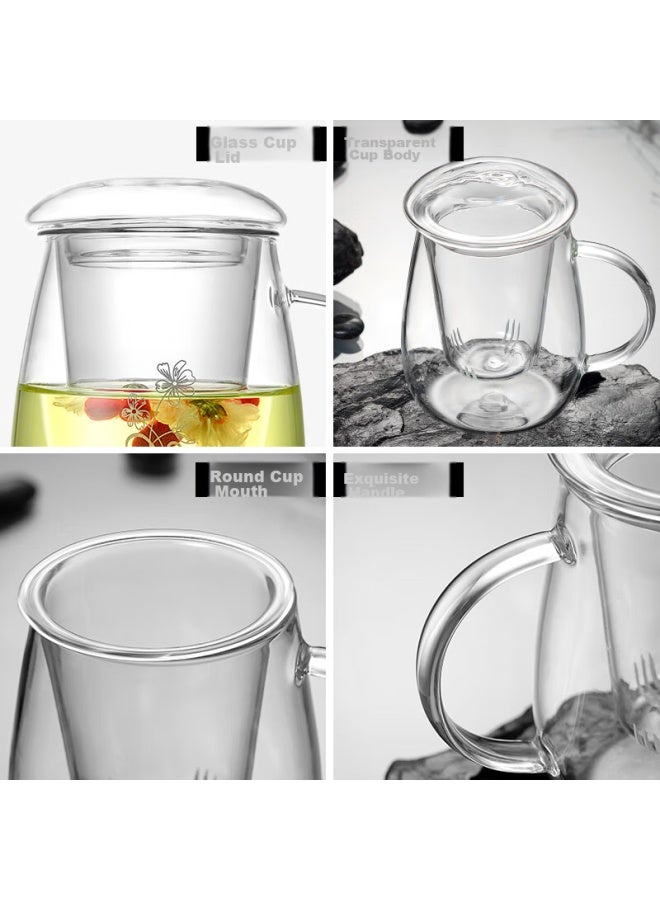 Relea Tea Cup For Men And Women, Tea Infuser Mug, Glass Cup With Filter, Office Tea Steeping Cup, Heat-resistant Flower Tea Cup - Image 5