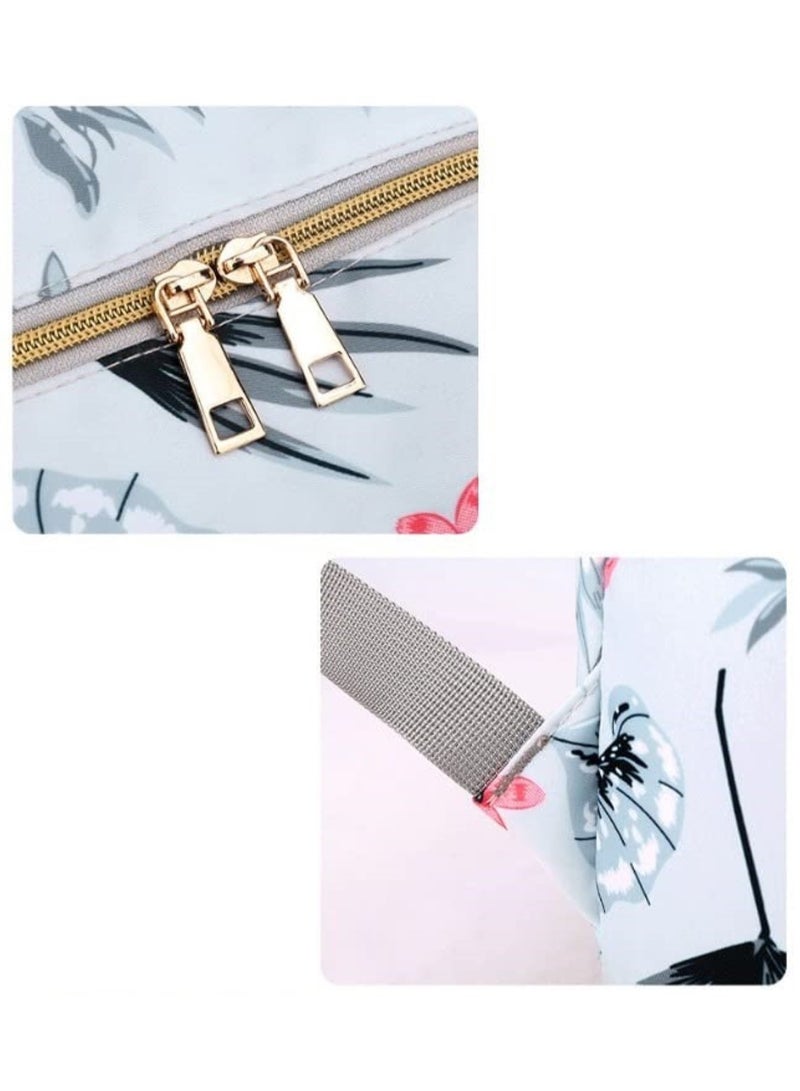 هويتك حقيبة سفر للأمهات بطبعات الأزهار باللون الرمادي - Image 4