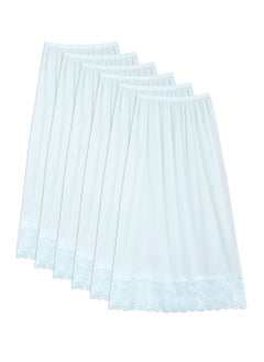 6 - Pieces Full Length Soft inner Skirt with Elasticised Waistband and Big Dantel Women White