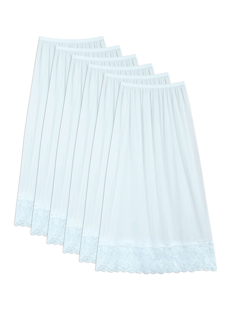 City Rose - 6 - Pieces Full Length Soft inner Skirt with Elasticised Waistband and Big Dantel Women White - Image 1
