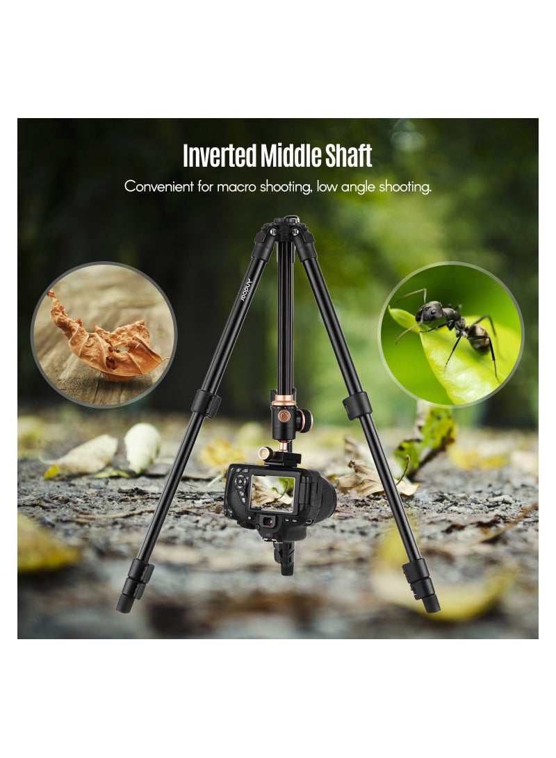 Andoer Q160SA Camera Tripod Complete Tripods with Panoramic Ballhead Bubble Level Adjustable Height Portable Travel Tripod