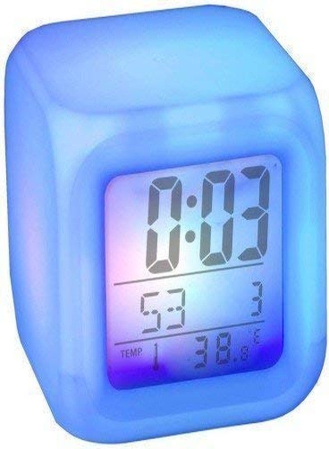 SHOPMENT متجر 7 ساعات منبه رقمية LED متغيرة الألوان مع التاريخ والوقت ودرجة الحرارة، متعددة الألوان، بلاستيكية، مناسبة للمكتب وغرفة النوم - Image 5