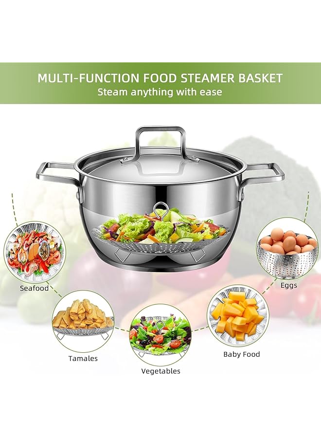 KASTWAVE Stainless Steel Food Steamer Basket, Veggie Fish Seafood Steamer Basket For Cooking, Folding Expandable Steamers Fits For Various Size Pots & Pans (6.4" To 10") - Image 3