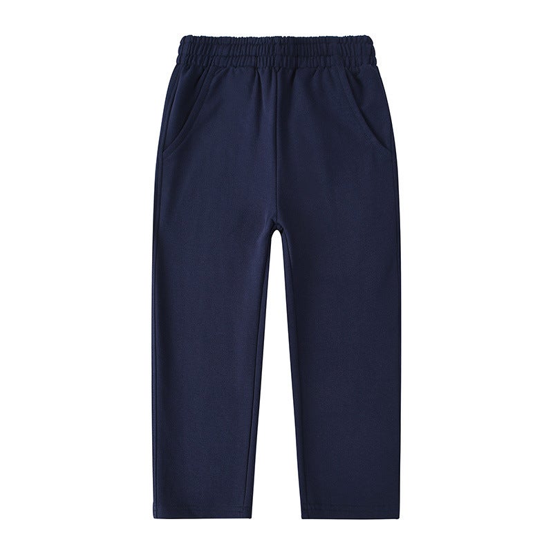 Pupils' School Uniform Pants For Boys And Girls Xizang Blue Dark Blue Sports Pants Children'S Cotton Children'S Clothing With Bars Trousers - Image 1