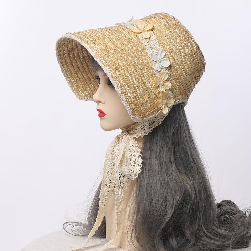 CAMDOM Ladies Tea Party Women Sun Hat Wide Brim Hat Roll up Cap Beach Straw Hats Brown - Image 3