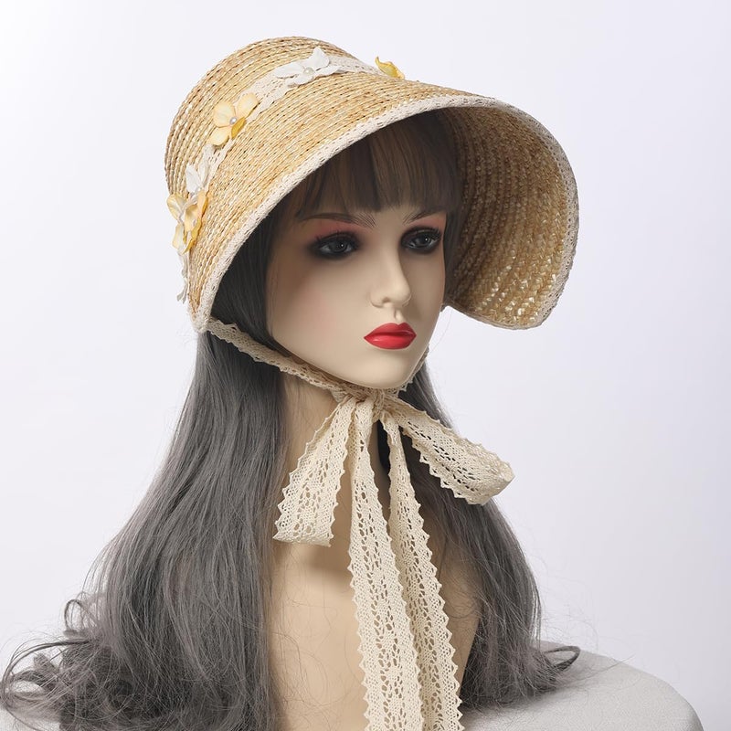 CAMDOM Ladies Tea Party Women Sun Hat Wide Brim Hat Roll up Cap Beach Straw Hats Brown - Image 5