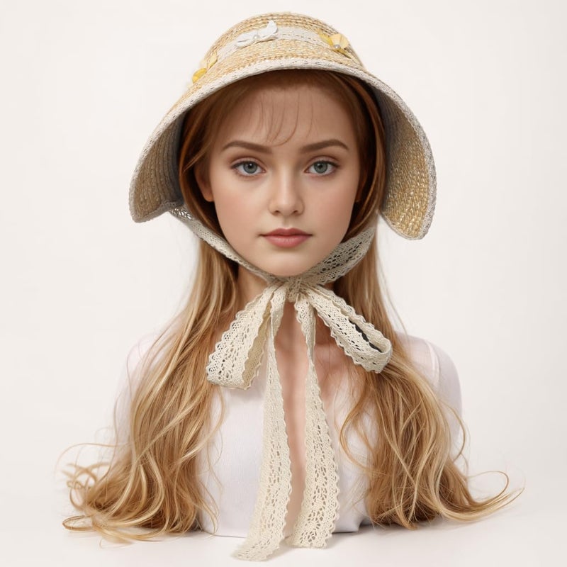 CAMDOM Ladies Tea Party Women Sun Hat Wide Brim Hat Roll up Cap Beach Straw Hats Brown - Image 2