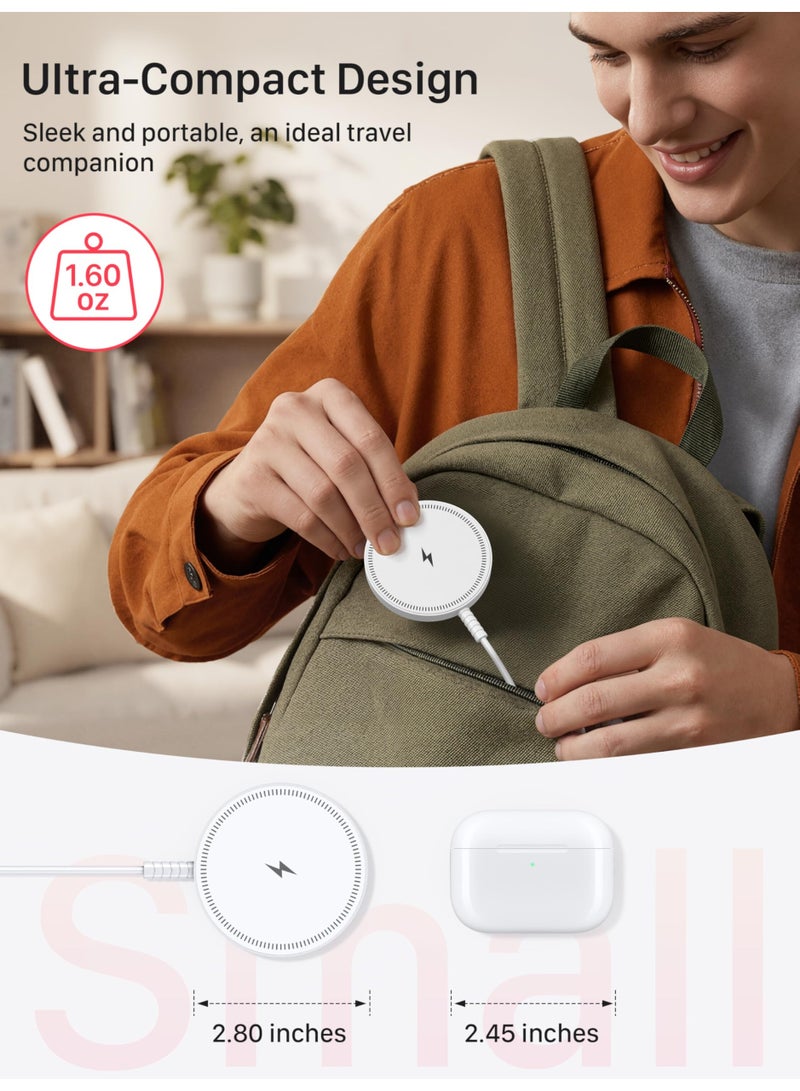 FLOWING Magnetic Wireless Magsafe Charger iPhone: Charging Pad for iPhone 17/16/15/14/13/12 Series & AirPods Pro 4-2, Dual USB-A & USB-C Ports – for AirPods & MagSafe Case Devices,Strong Magnet, Dual Ports, Case-Friendly, Lightweight for Travel Home Office Desk - Image 5