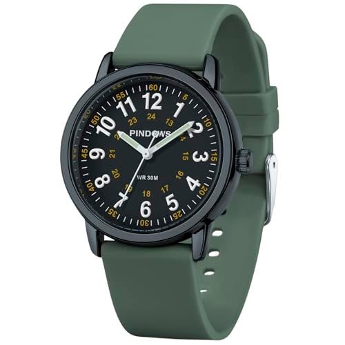 PINDOWS Women's Nurse Watch, 12/24 Hour Display, Luminous Dial, Soft Silicone Band, Waterproof to 30m - Image 1