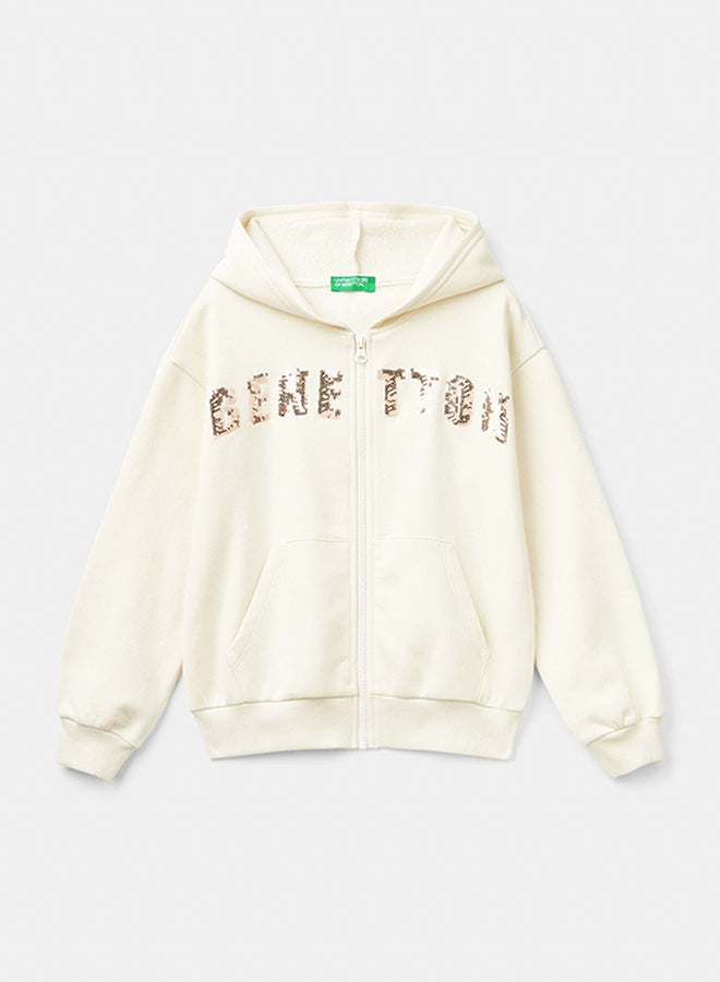 Benetton Sweatshirt with zip and sequins  - Image 1