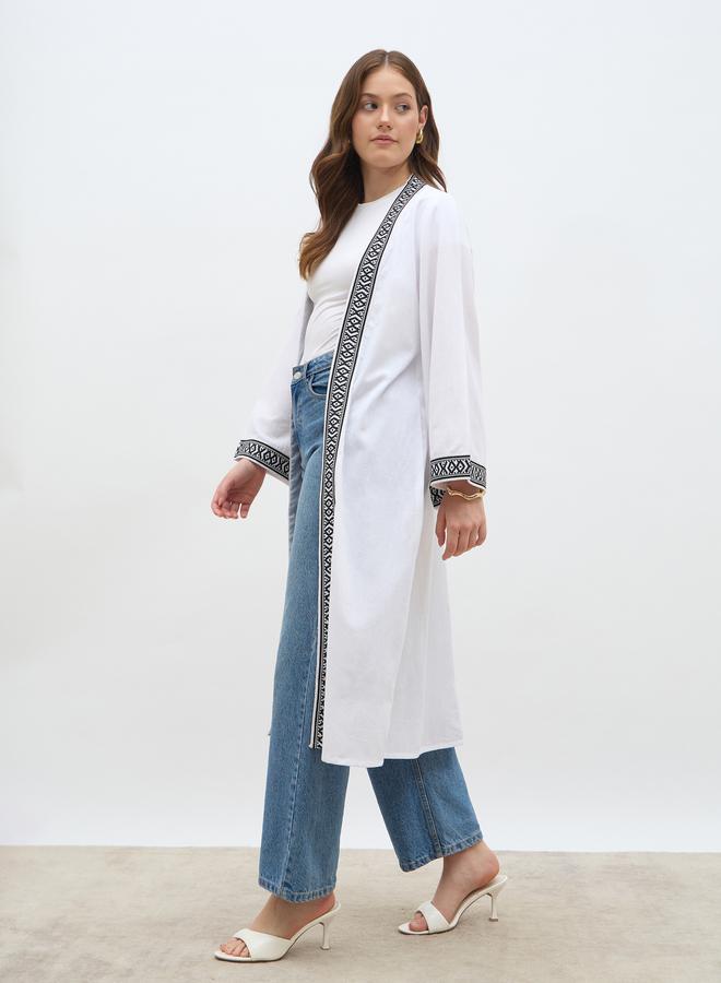 Styli Regular Fit Embroidered Edge Midi Kimono - Image 3