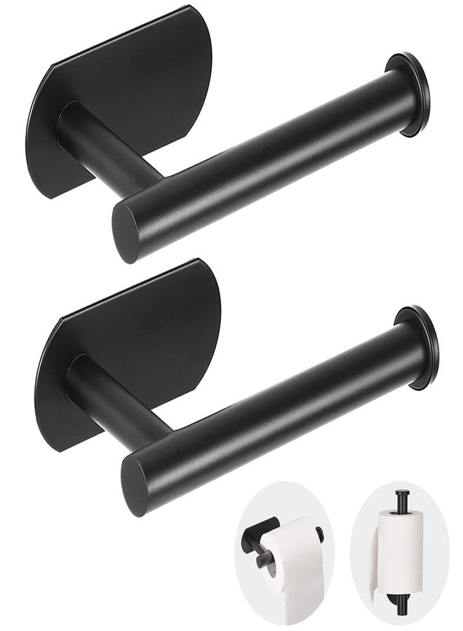 JOPOFI Self Adhesive Toilet Paper Holder - Sticky Toilet Paper Roll Holder No Drilling for Bathroom, SUS 304 Stainless Steel Command Strip Toilet Paper Holder Stick On Wall - Matte Black（2 Pcs） - Image 1