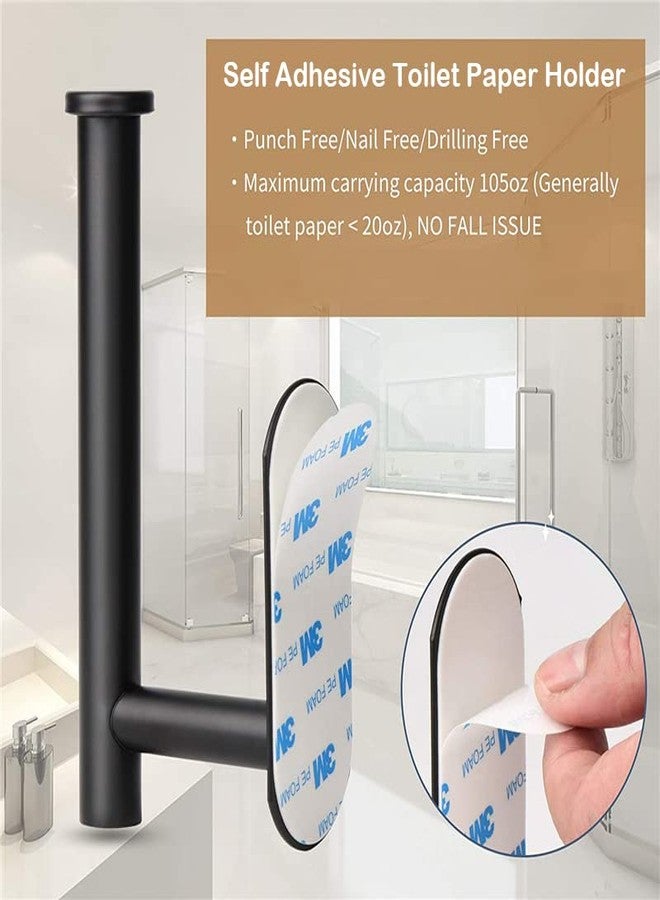 JOPOFI Self Adhesive Toilet Paper Holder - Sticky Toilet Paper Roll Holder No Drilling for Bathroom, SUS 304 Stainless Steel Command Strip Toilet Paper Holder Stick On Wall - Matte Black（2 Pcs） - Image 4