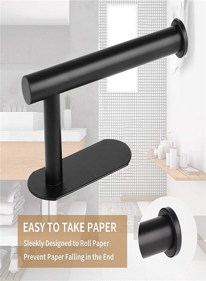 JOPOFI Self Adhesive Toilet Paper Holder - Sticky Toilet Paper Roll Holder No Drilling for Bathroom, SUS 304 Stainless Steel Command Strip Toilet Paper Holder Stick On Wall - Matte Black（2 Pcs） - Image 3